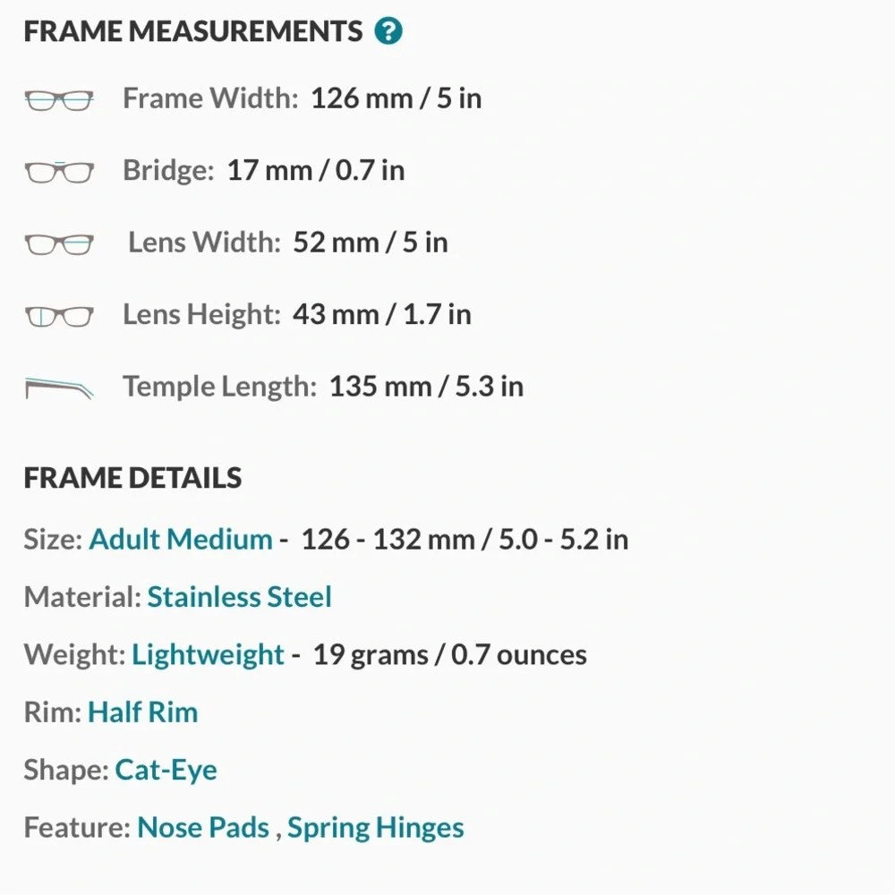 Zenni Half Rim Eye Glasses Frames